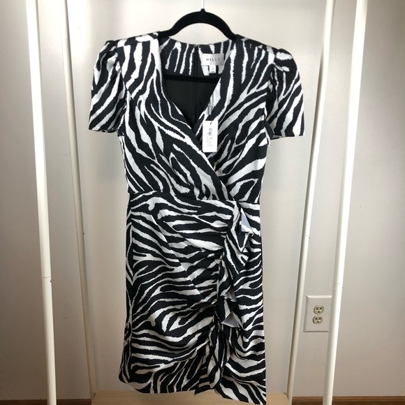 NWT Milly Esme Zebra Print Faux Wrap Dress - Picture 10 of 14